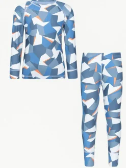 Mountain Warehouse Blue Talus Printed Baselayer-Top & Pants Set^BOY Nightwear|Thermals