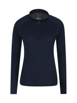 Outlet Mountain Warehouse Talus Womens Zip Neck Thermal Top Blue