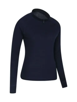 Outlet Mountain Warehouse Talus Womens Zip Neck Thermal Top Blue