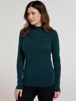 Clearance Mountain Warehouse Forest Green Womens Merino Zip Neck Thermal Top