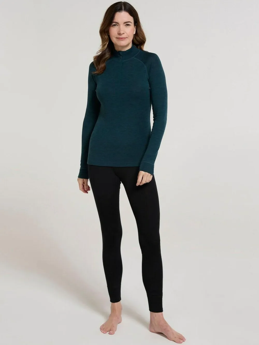 Clearance Mountain Warehouse Forest Green Womens Merino Zip Neck Thermal Top