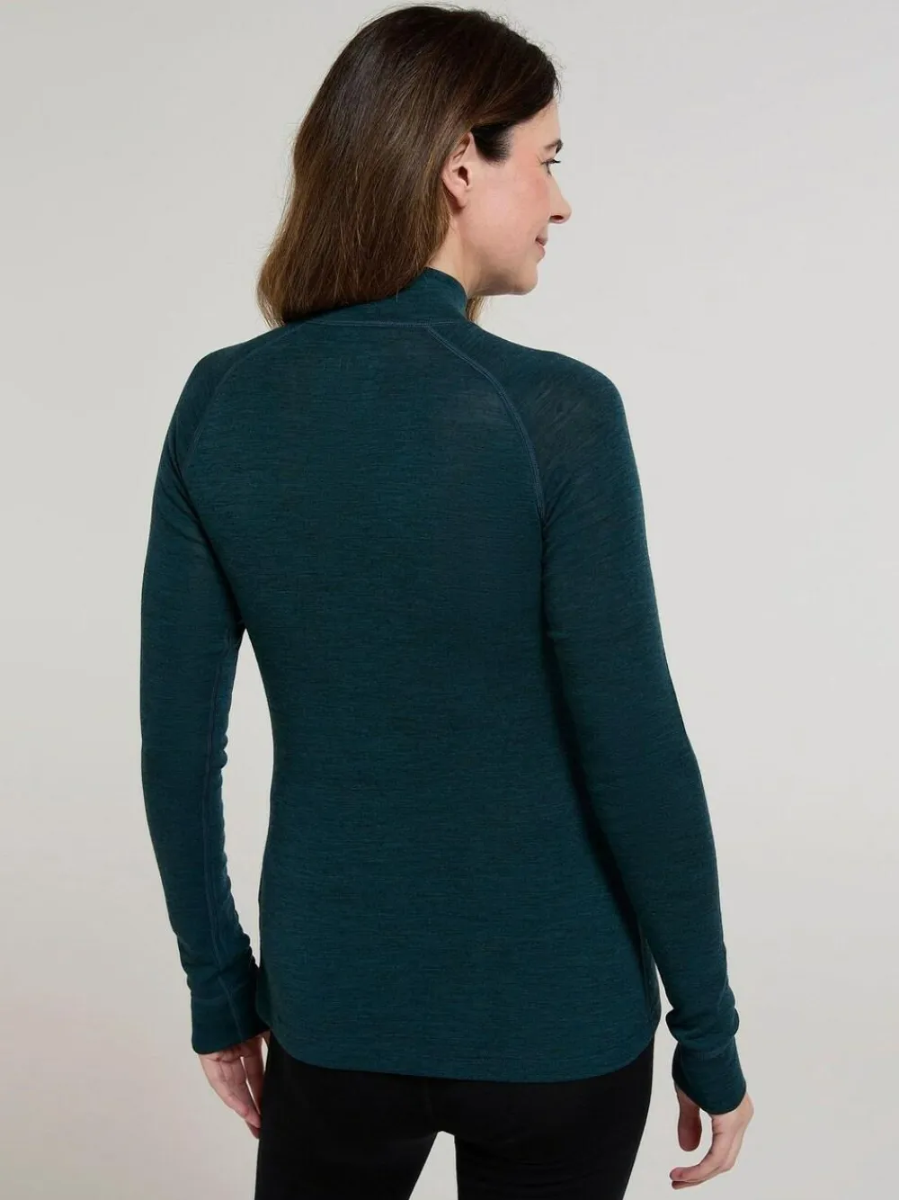 Clearance Mountain Warehouse Forest Green Womens Merino Zip Neck Thermal Top