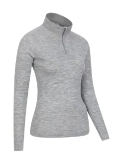 Mountain Warehouse Grey Womens Merino Zip Neck Thermal Top^Women Thermals