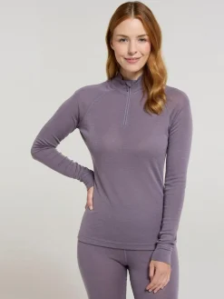 Mountain Warehouse Purple Womens Merino Zip Neck Thermal Top^Women Thermals