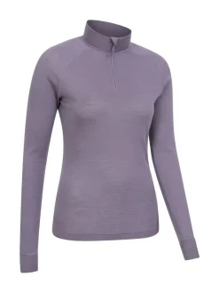 Mountain Warehouse Purple Womens Merino Zip Neck Thermal Top^Women Thermals