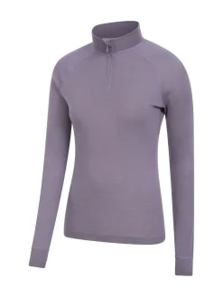 Mountain Warehouse Purple Womens Merino Zip Neck Thermal Top^Women Thermals