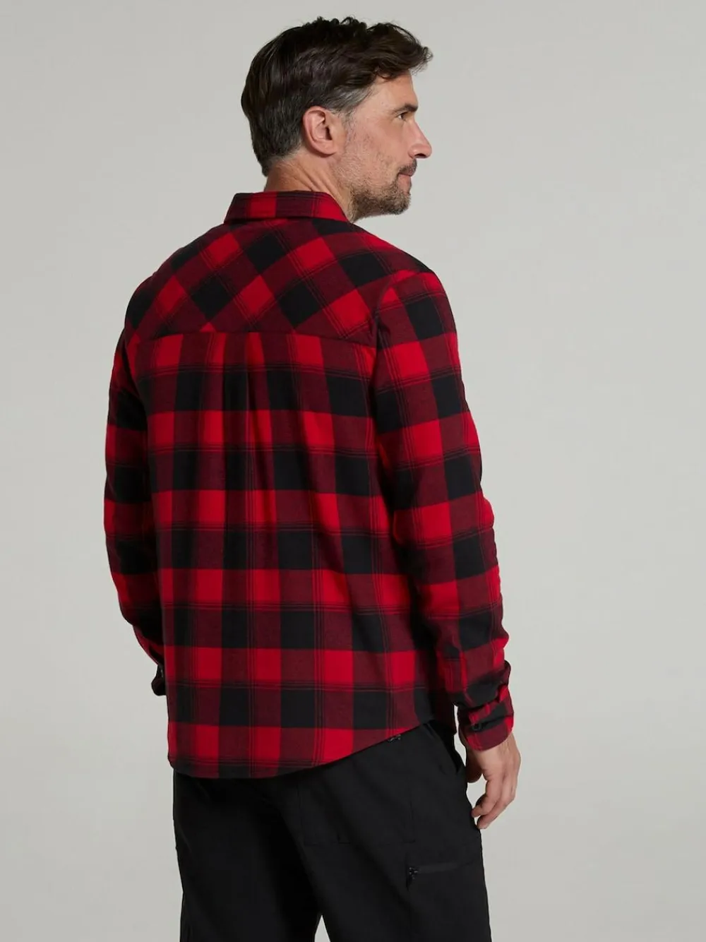 Clearance Mountain Warehouse Red Trace Mens Flannel Long Sleeve Shirt