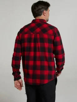 Clearance Mountain Warehouse Red Trace Mens Flannel Long Sleeve Shirt
