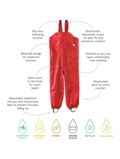 Sale Muddy Puddles Originals Waterproof Dungarees Red
