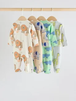 Discount Next Multi 4 Pack Animal Baby 100% Cotton Sleepsuits (0mths-2yrs)