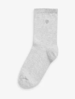 Sale Next Multi 7 Pack Cotton Rich Heart Embroidered Ankle Socks