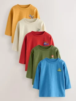 Next Multi Animals on Transport Long Sleeve T-Shirts 5 Pack (3mths-7yrs)^BOY Tops|Multipacks