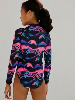 Discount Next Multi Black Long Sleeve Sunsafe Swimsuit (3mths-16yrs)