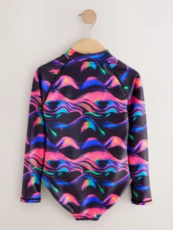 Discount Next Multi Black Long Sleeve Sunsafe Swimsuit (3mths-16yrs)