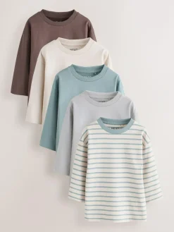 Next Multi Blue Long Sleeve T-Shirts 5 Pack (3mths-7yrs)^BOY Tops|Multipacks