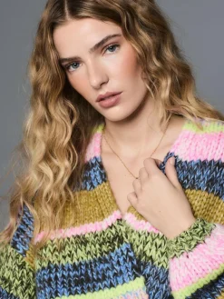 Outlet Next Multi Blue/Green Stripe Soft Touch Chunky Knit Cardigan