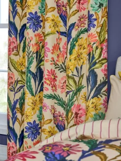 Next Multi Bold Floral Print Touch of Linen Blackout Thermal Eyelet Curtains^ Curtains & Blinds