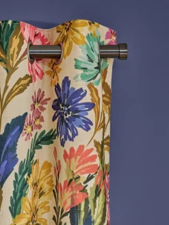Next Multi Bold Floral Print Touch of Linen Blackout Thermal Eyelet Curtains^ Curtains & Blinds