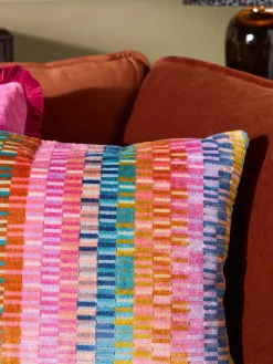 Next 43 x 43cm Cut Velvet Rio Blocks Cushion Multi Bright