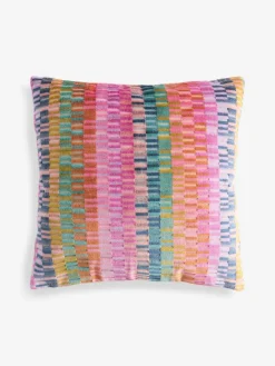 Next 43 x 43cm Cut Velvet Rio Blocks Cushion Multi Bright