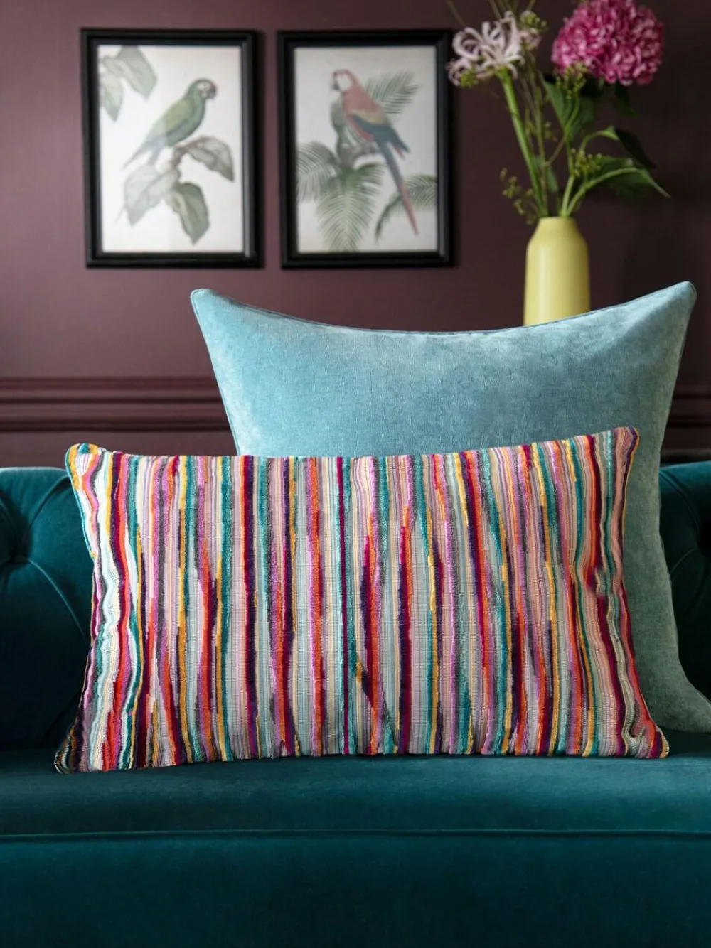 Outlet Next Multi Bright 40 x 59cm Cut Velvet Stripe Cushion