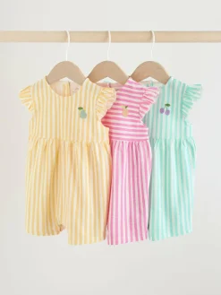 Hot Next 3 Pack Baby Rompers Multi Bright Colour Stripe