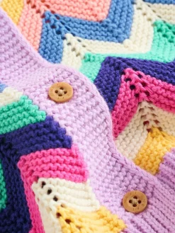Next Multi Bright Crochet Striped Knitted Baby Cardigan (0mths-2yrs)^ Knitwear & Sweaters|Knitwear