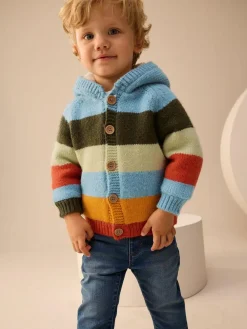 Next Multi Bright Stripe Character Cardigan (3mths-7yrs)^BOY Knitwear|Knitwear
