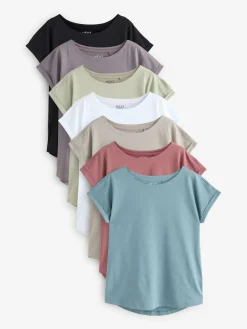 Next Multi Cap Sleeve 100% Cotton T-Shirts 7 Pack^Women Loungewear|Nightwear