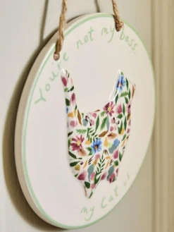 Outlet Next Multi Ceramic Floral Cat Person Hanging Decoration