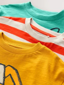 Next Multi Digger Long Sleeve Graphic Print T-Shirts 3 Pack (3mths-7yrs)