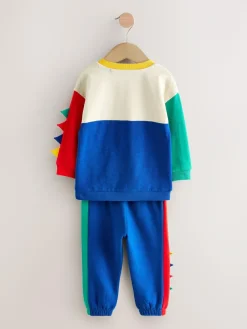 Sale Next Long Sleeve Soft Touch T-Shirt and Joggers Set (3mths-7yrs) Multi Dino Spikes