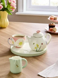 Outlet Next Multi Floral Print Wildlife Tea for One Teacup Teapot Milk Jug and Tray Set