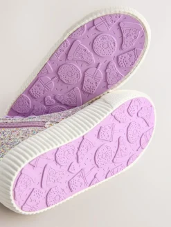 New Next Multi Glitter Standard Fit (F) Lace Up High Top Trainers