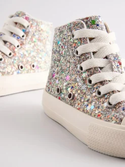 New Next Multi Glitter Standard Fit (F) High Top Trainers