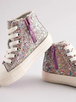 Discount Next Wide Fit (G) High Top Trainers Multi Glitter