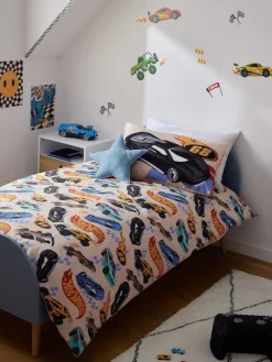 Next Multi Hot Wheels Reversible Polycotton Single Duvet Cover and Pillowcase Set