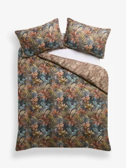 Sale Next Multi Leopard Floral 100% Cotton Reversible Duvet Cover and Pillowcase Set