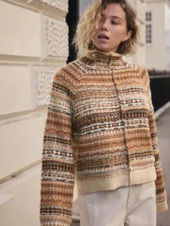 Next Stand Neck Fairisle Pattern Stitch Knitted Jumper^Women Knitwear|Knitwear