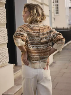 Next Stand Neck Fairisle Pattern Stitch Knitted Jumper^Women Knitwear|Knitwear