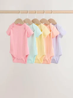 Next Multi Pastel 5 Pack Short Sleeve Baby Bodysuits^ Bodysuits & Vests|Vests