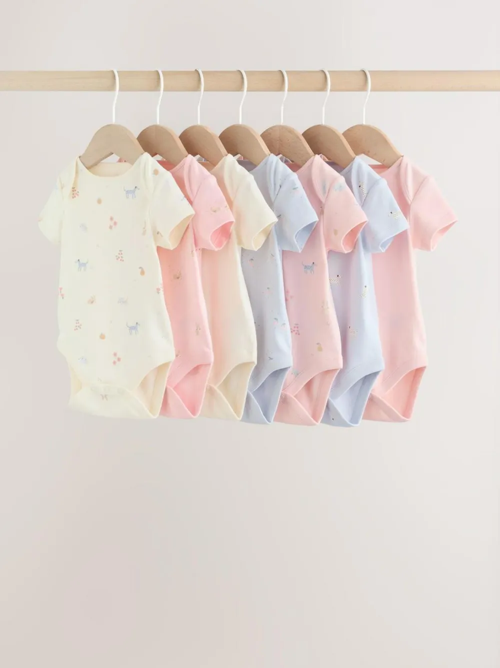 Next Multi Pastel Character 7 Pack Short Sleeve Baby Bodysuits^ Bodysuits & Vests|Vests