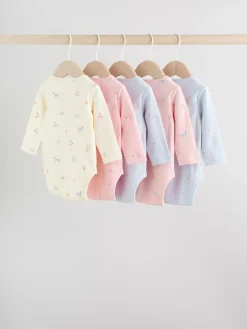 Next Multi Pastel Character 5 Pack Long Sleeve Baby Bodysuits