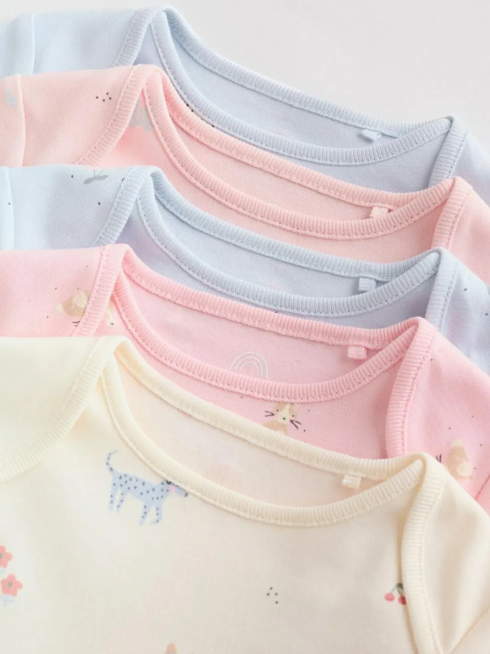 Next Multi Pastel Character 5 Pack Long Sleeve Baby Bodysuits