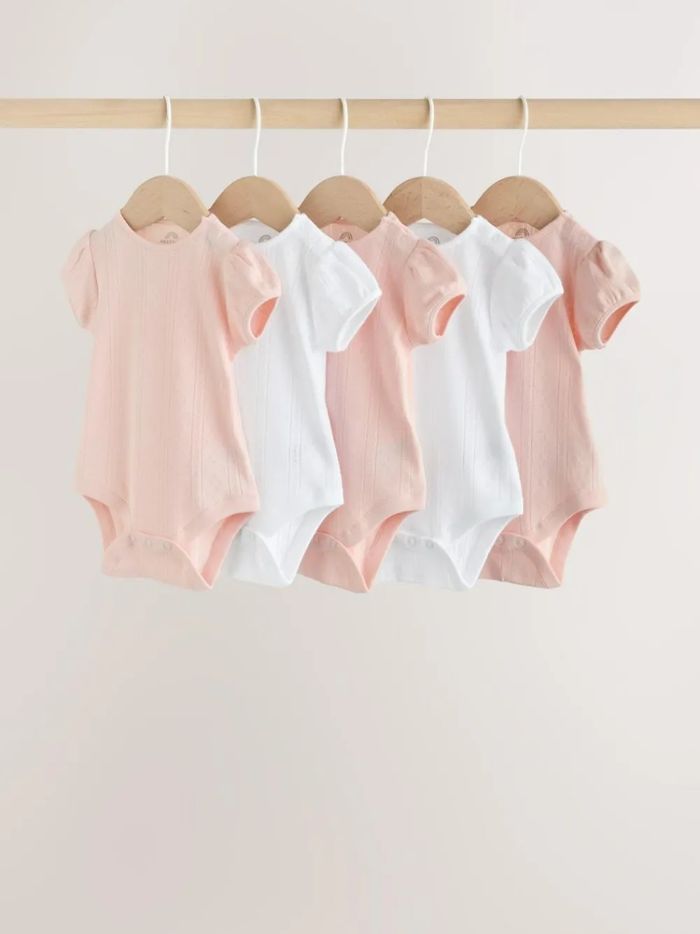 Next Multi Pastel Short Sleeve Pointelle Baby Bodysuits 5 Pack^ Bodysuits & Vests|Vests