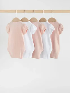 Next Multi Pastel Short Sleeve Pointelle Baby Bodysuits 5 Pack^ Bodysuits & Vests|Vests