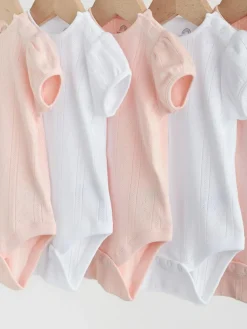 Next Multi Pastel Short Sleeve Pointelle Baby Bodysuits 5 Pack^ Bodysuits & Vests|Vests