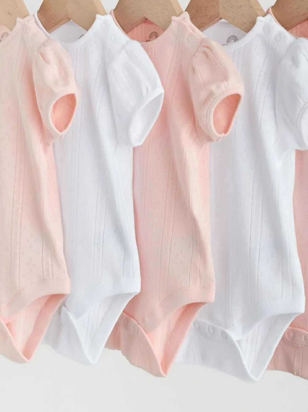 Next Multi Pastel Short Sleeve Pointelle Baby Bodysuits 5 Pack^ Bodysuits & Vests|Vests
