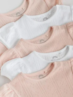 Next Multi Pastel Short Sleeve Pointelle Baby Bodysuits 5 Pack^ Bodysuits & Vests|Vests