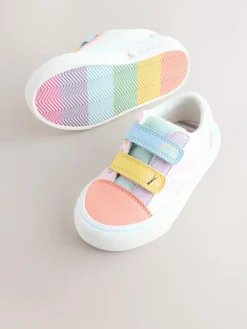 Online Next Wide Fit (G) Touch Fastening Trainers Multi Pastel